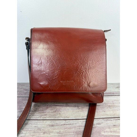 Vera Pelle Italian Genuine Leather Messenger Bag Crossbody Brown Made in Italy - Picture 11 of 17